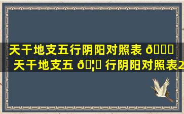 天干地支五行阴阳对照表 🐈 （天干地支五 🦅 行阴阳对照表2023年）